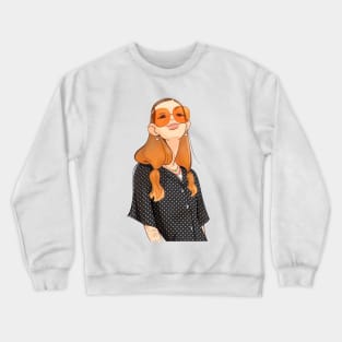 Girl with glasses portrait Crewneck Sweatshirt